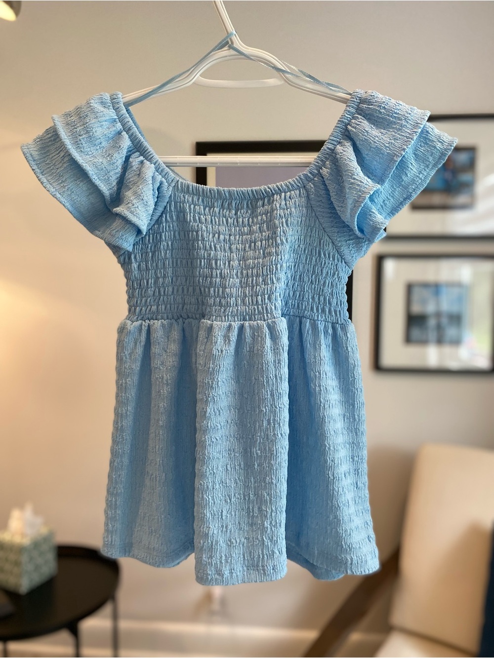 NOBO Light Blue Flutter Sleeve Babydoll Top - Picture 3 of 4